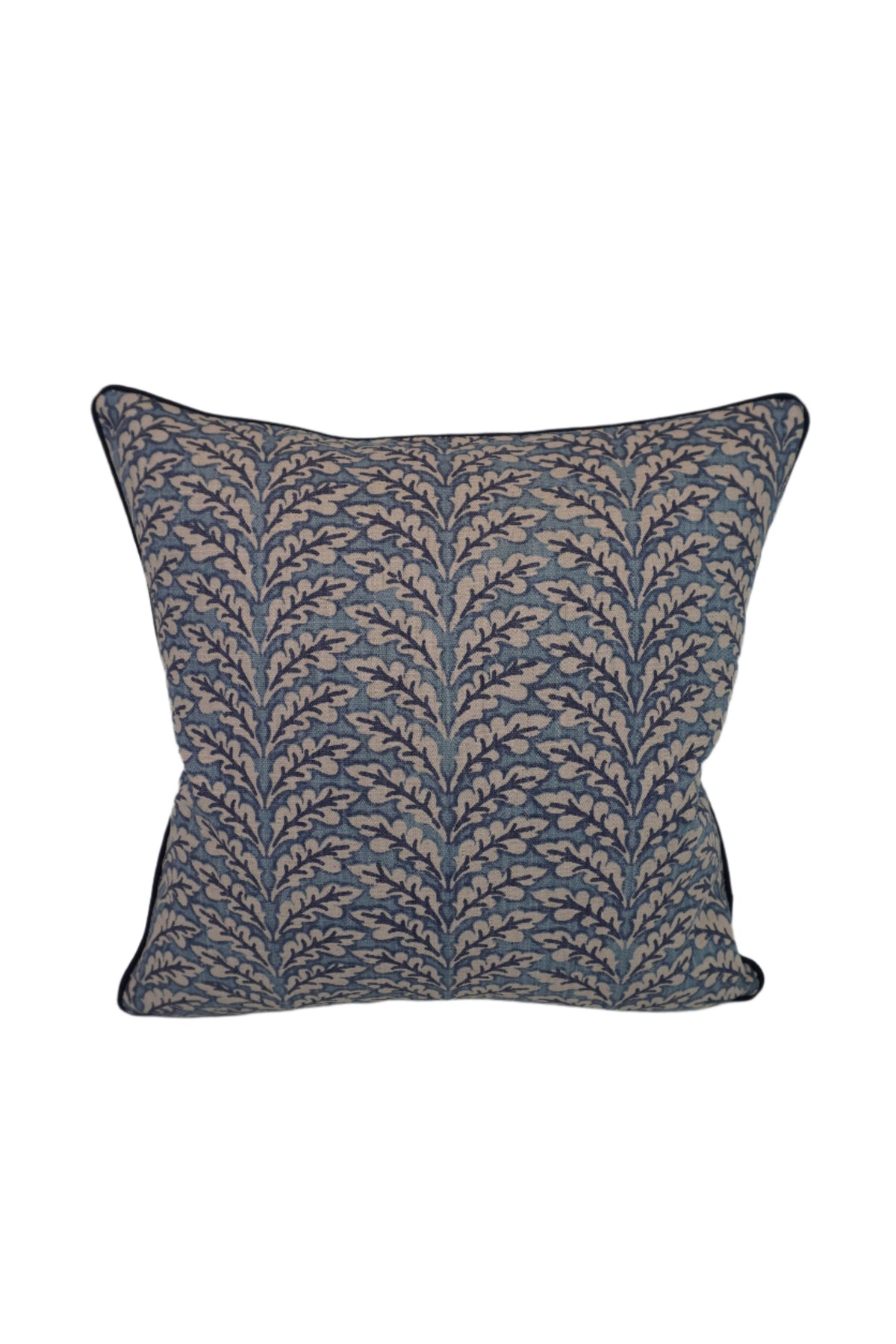 Floral Fern Blue Home Decor Fabric in a Decorative Pillow or Bolster