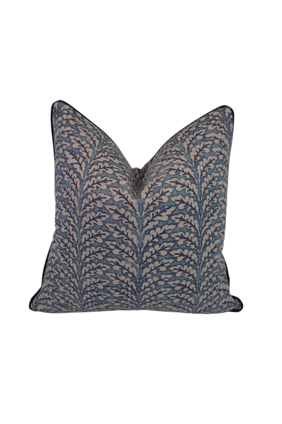 Floral Fern Blue Home Decor Fabric in a Decorative Pillow or Bolster