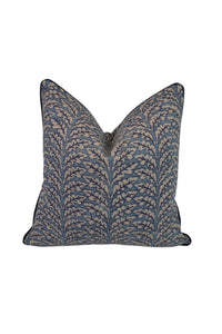 Floral Fern Blue Home Decor Fabric in a Decorative Pillow or Bolster