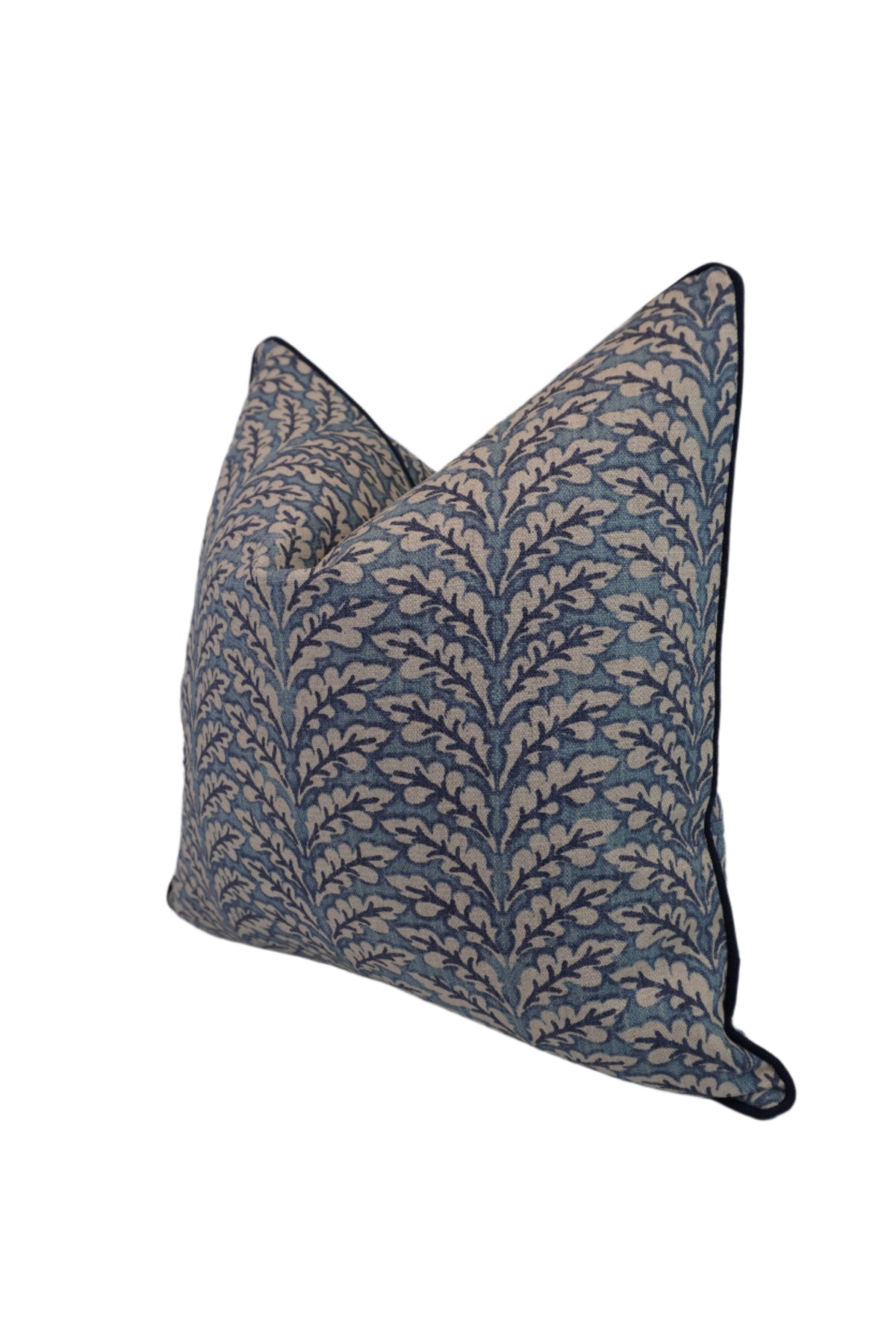 Floral Fern Blue Home Decor Fabric in a Decorative Pillow or Bolster
