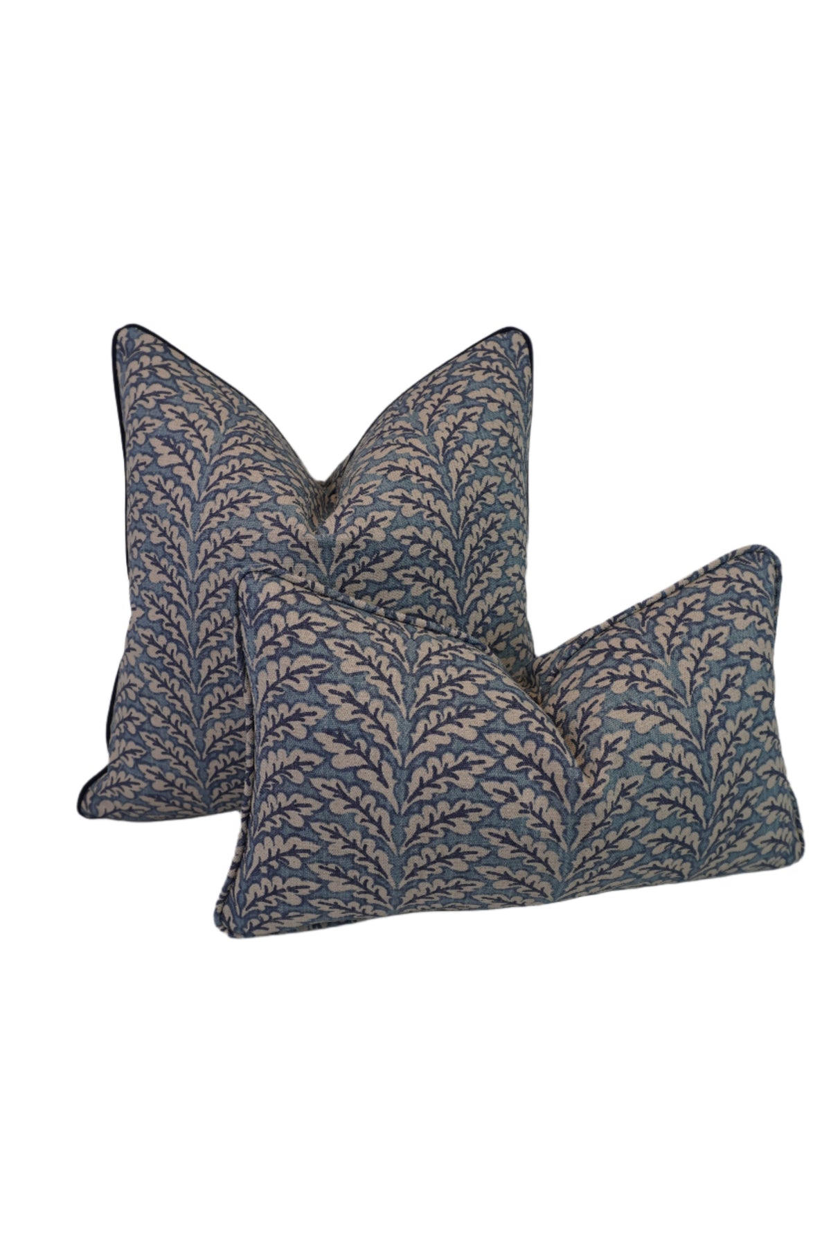 Floral Fern Blue Home Decor Fabric in a Decorative Pillow or Bolster