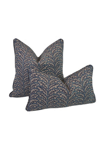 Floral Fern Blue Home Decor Fabric in a Decorative Pillow or Bolster