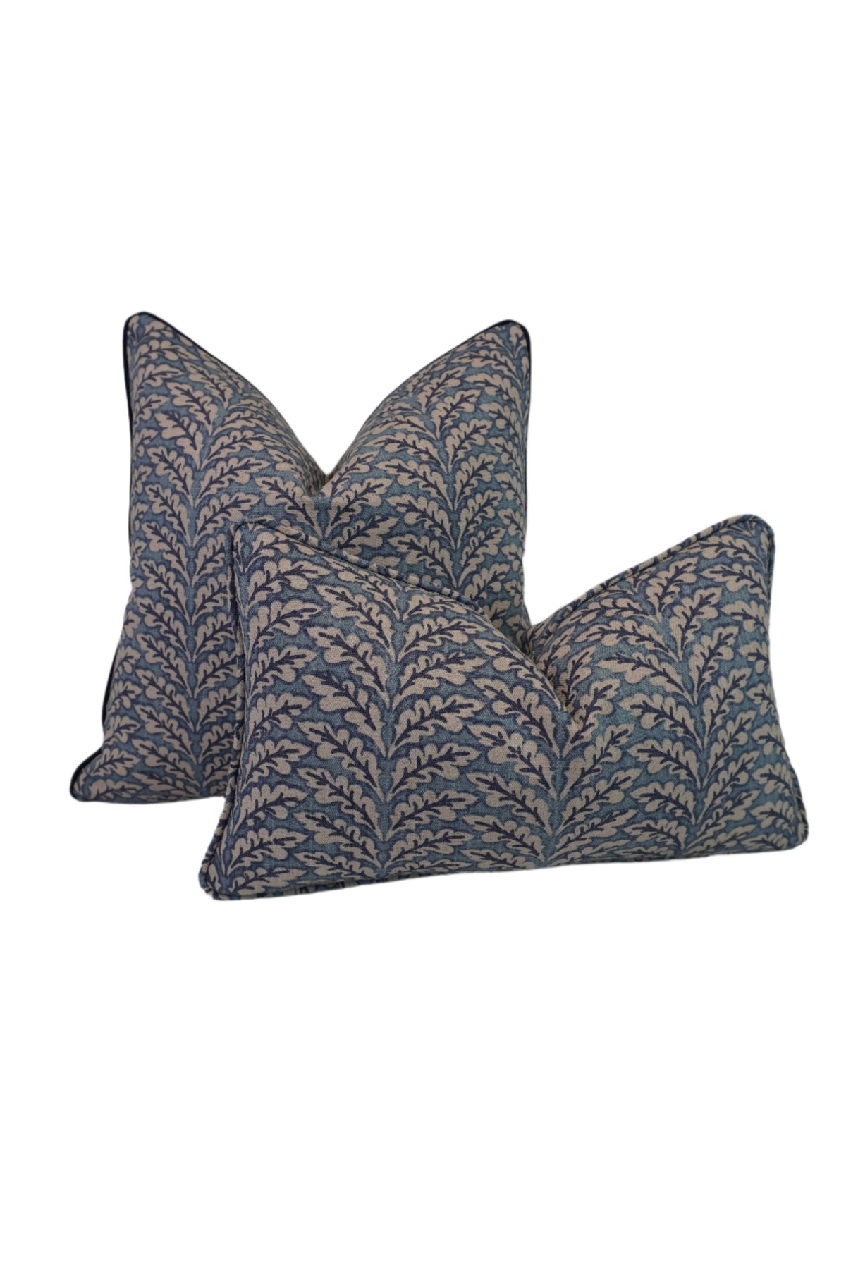 Floral Fern Blue Home Decor Fabric in a Decorative Pillow or Bolster