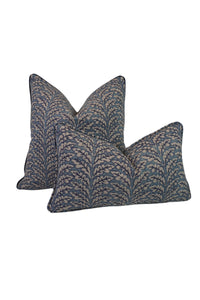 Floral Fern Blue Home Decor Fabric in a Decorative Pillow or Bolster