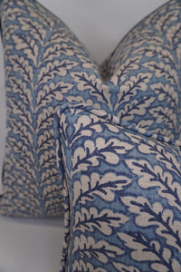 Floral Fern Blue Home Decor Fabric in a Decorative Pillow or Bolster