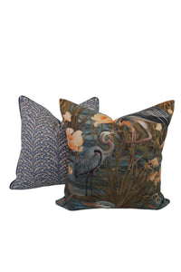 Floral Fern Blue Home Decor Fabric in a Decorative Pillow or Bolster