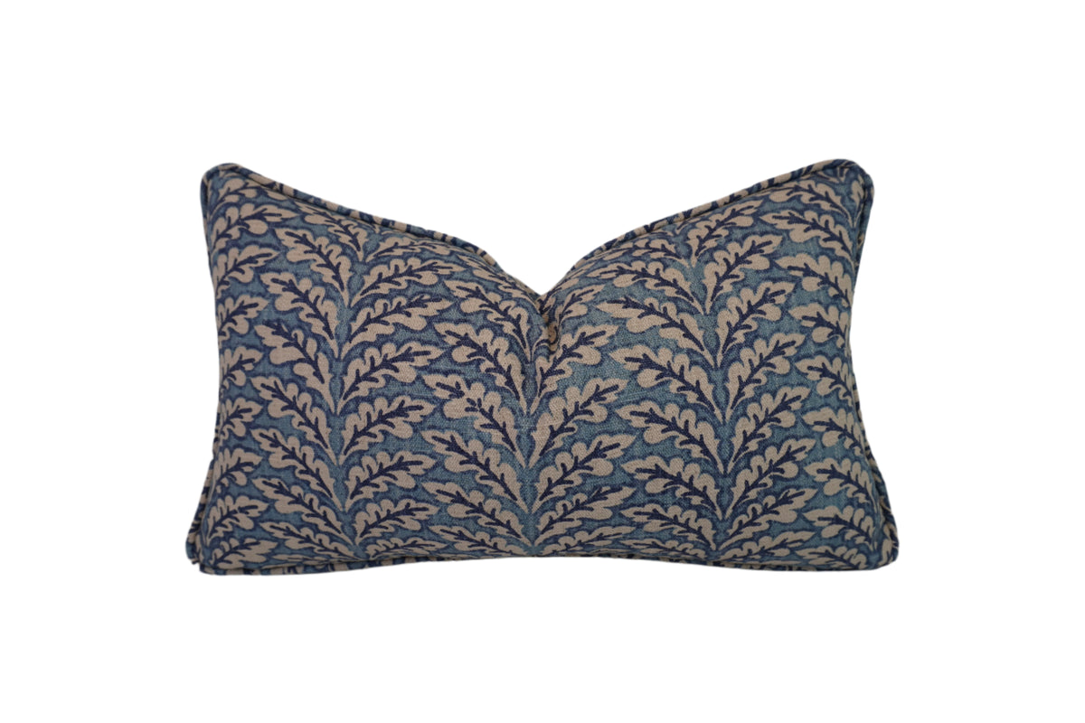Floral Fern Blue Home Decor Fabric in a Decorative Pillow or Bolster
