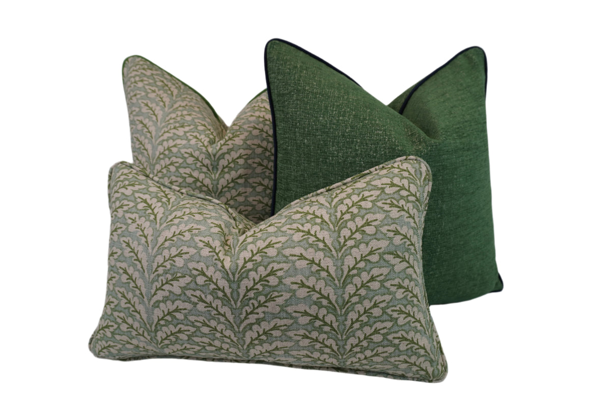 Floral Fern Green Home Decor Fabric in a Decorative Pillow or Bolster