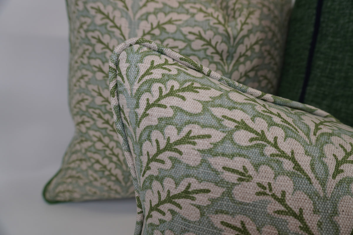 Floral Fern Green Home Decor Fabric in a Decorative Pillow or Bolster
