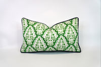 Floral Scallop Paisley in Shades of Green Decorative Pillow or Bolster