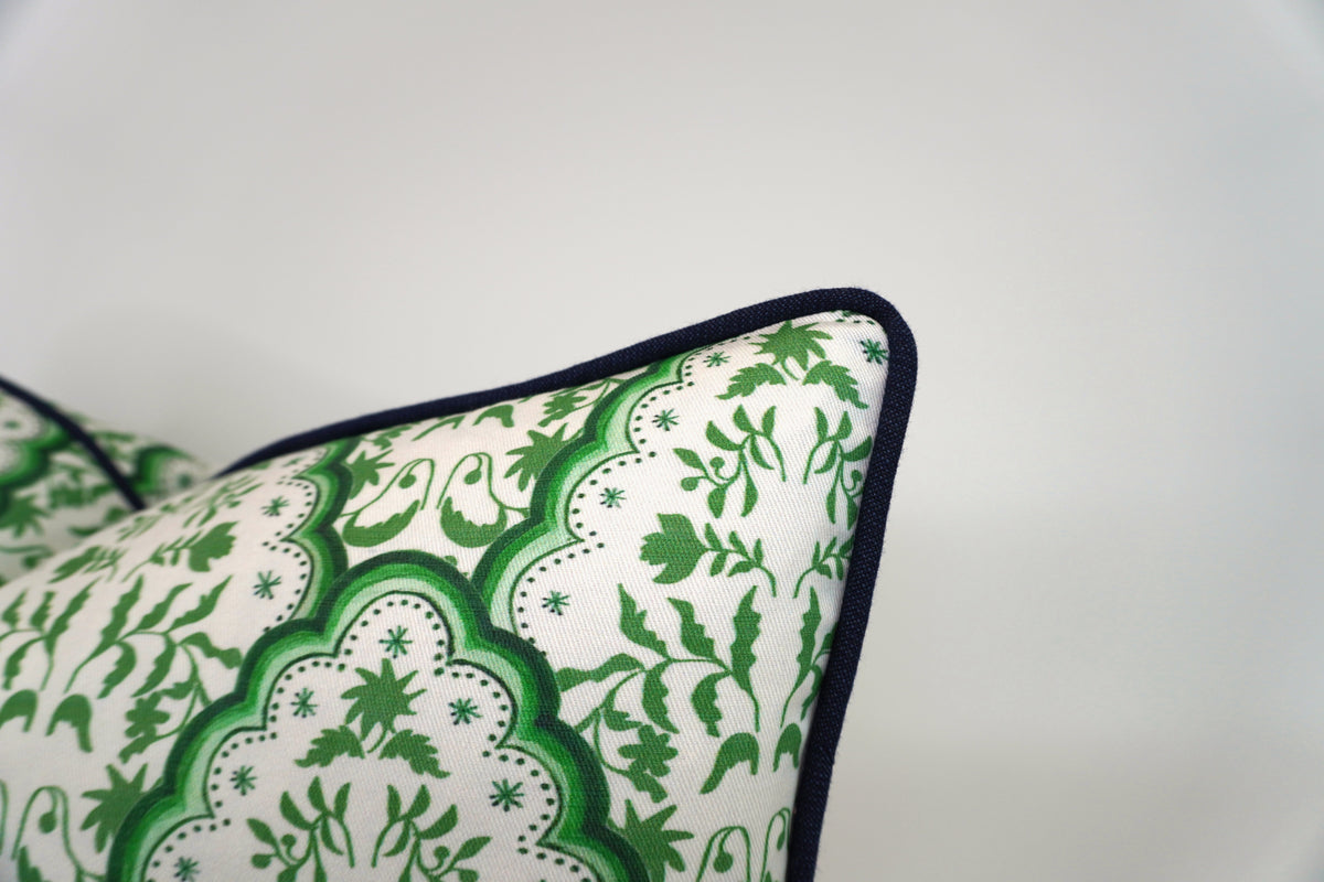 Floral Scallop Paisley in Shades of Green Decorative Pillow or Bolster