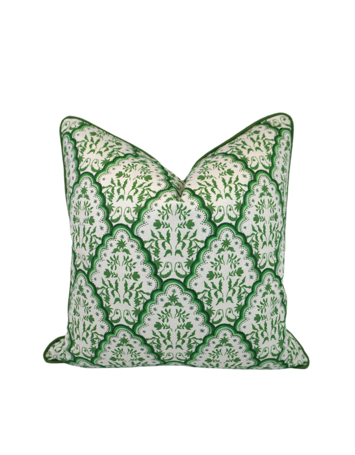 Floral Scallop Paisley in Shades of Green Decorative Pillow or Bolster