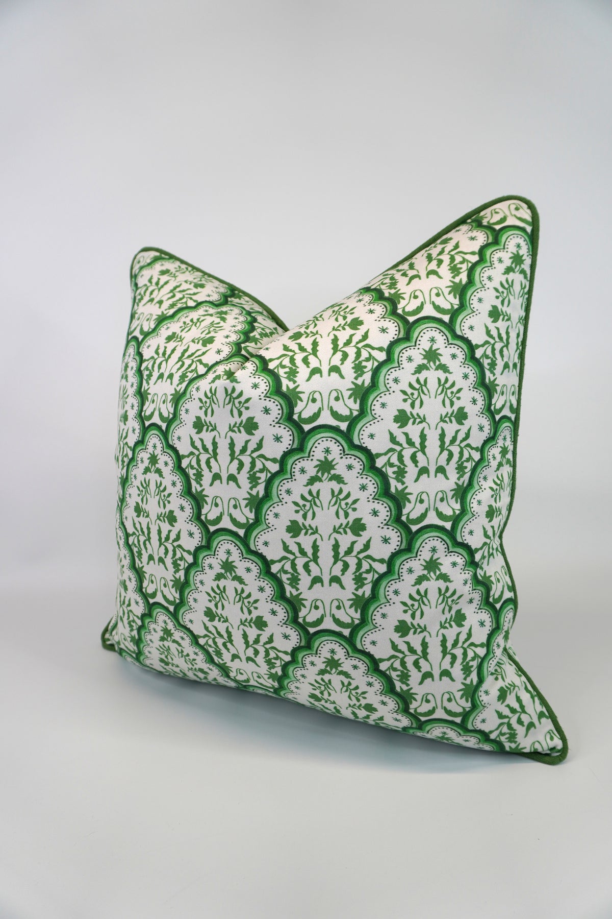 Floral Scallop Paisley in Shades of Green Decorative Pillow or Bolster