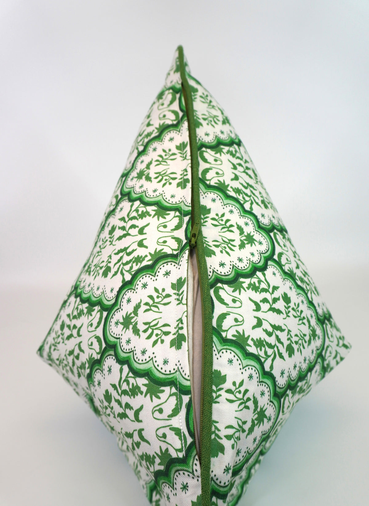 Floral Scallop Paisley in Shades of Green Decorative Pillow or Bolster