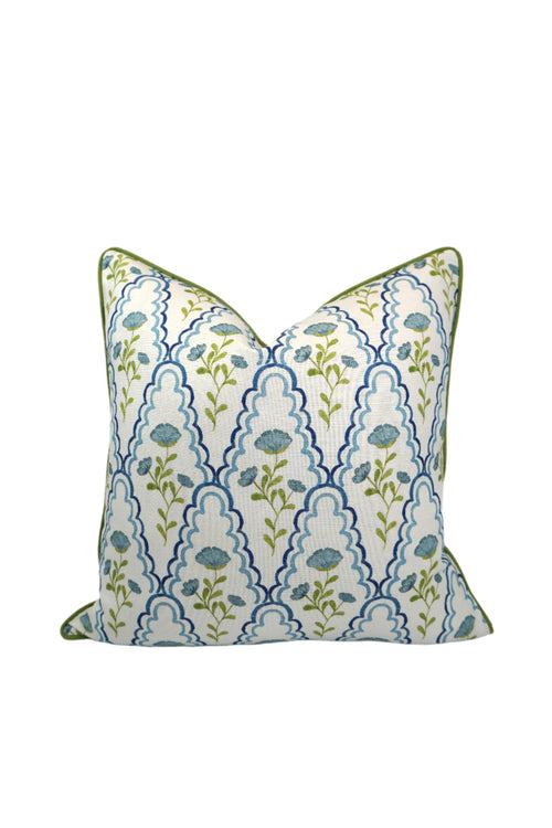 Decorative pillow with floral pattern on a white background
