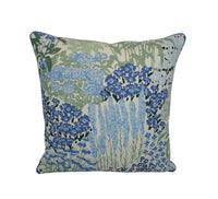 Floral-patterned pillow with blue flowers on a Cream-Beige background
