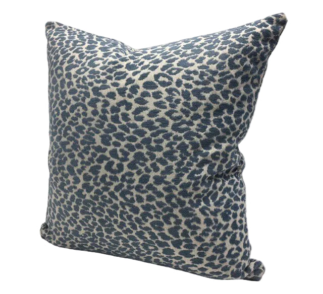 Delft Blue Chenille Animal Print Decorative Pillow or Bolster
