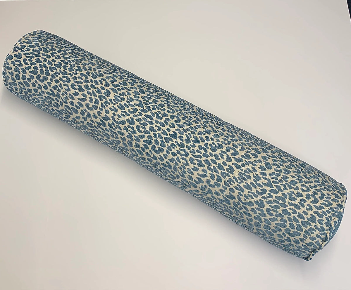 Delft Blue Chenille Animal Print Decorative Pillow or Bolster