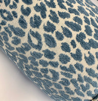 Delft Blue Chenille Animal Print Decorative Pillow or Bolster