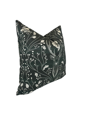 Delicate Grey/Green Stag Deer in the Forest Decorative Pillow