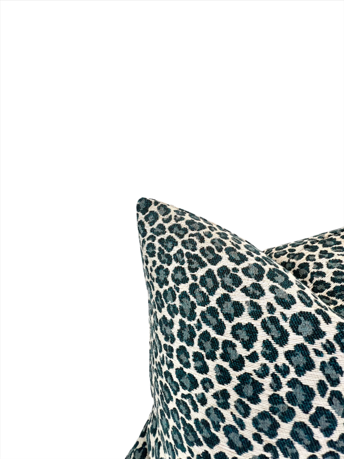 Leopard Pillow Cover in Designer Luxury Chenille Animal Print Upholstery Fabric in Jade Blue