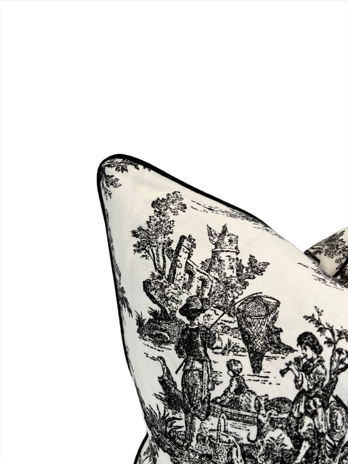 Colonial Black & White Toile Decorative Pillow