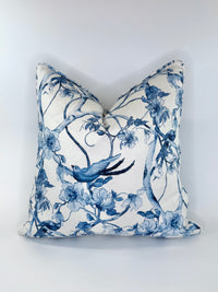 Floral Tree Chinoiserie in Blue Decorative Pillow or Bolster