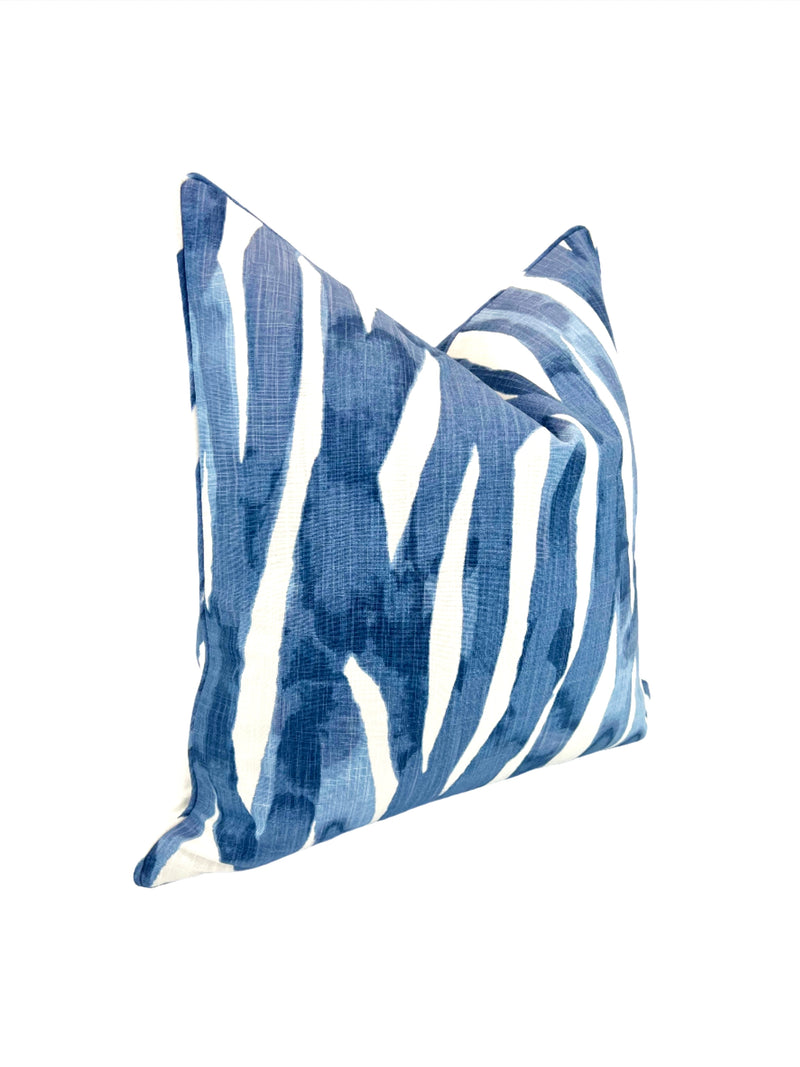 Watercolor Blue Stripes Decorative Pillow