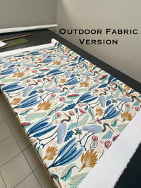 Coastal Heron Fabric by the Yard – Cotton Twill or Outdoor Recycled Canvas Upholstery Fabric