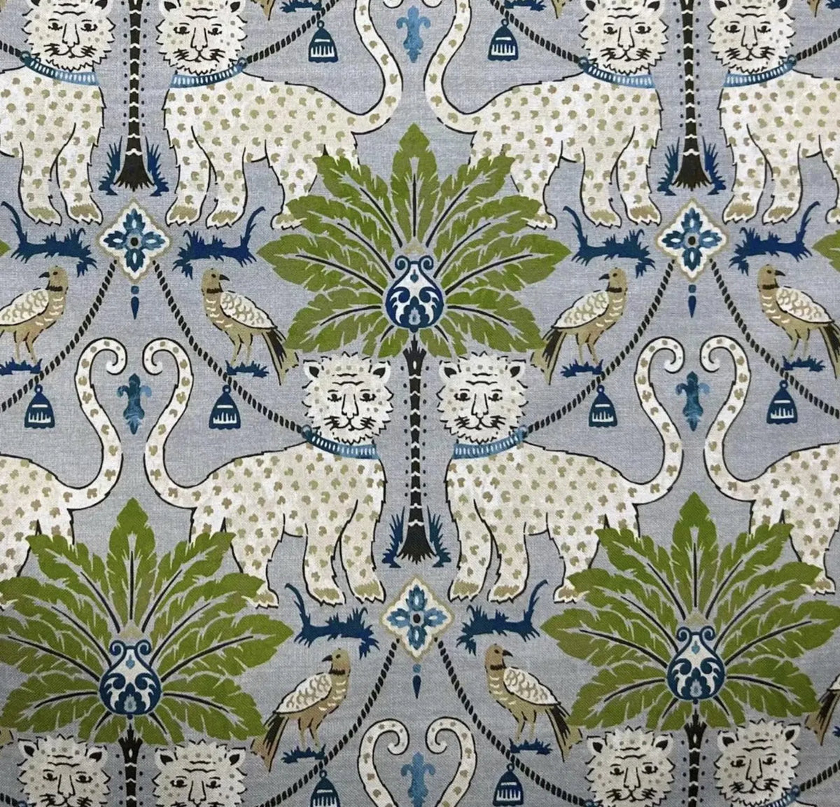 Decorative Pillow Cover in Happy Jaguar Palm Trees in Indoor Outdoor Fabric