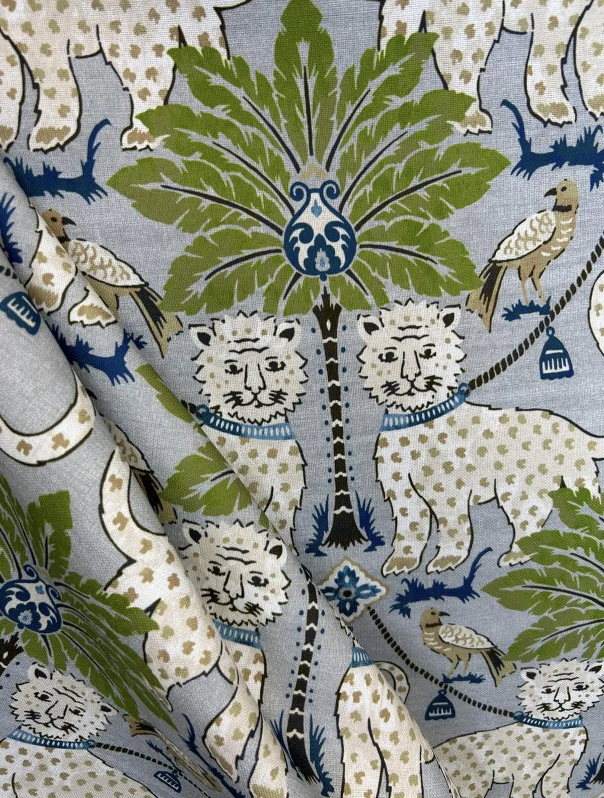 Decorative Pillow Cover in Happy Jaguar Palm Trees in Indoor Outdoor Fabric