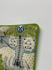 Decorative Pillow Cover in Happy Jaguar Palm Trees in Indoor Outdoor Fabric