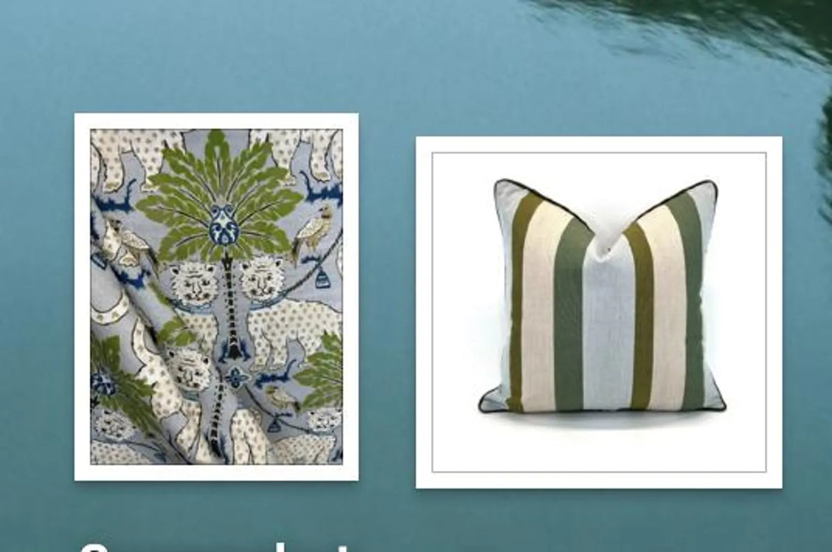 Decorative Pillow Cover in Happy Jaguar Palm Trees in Indoor Outdoor Fabric