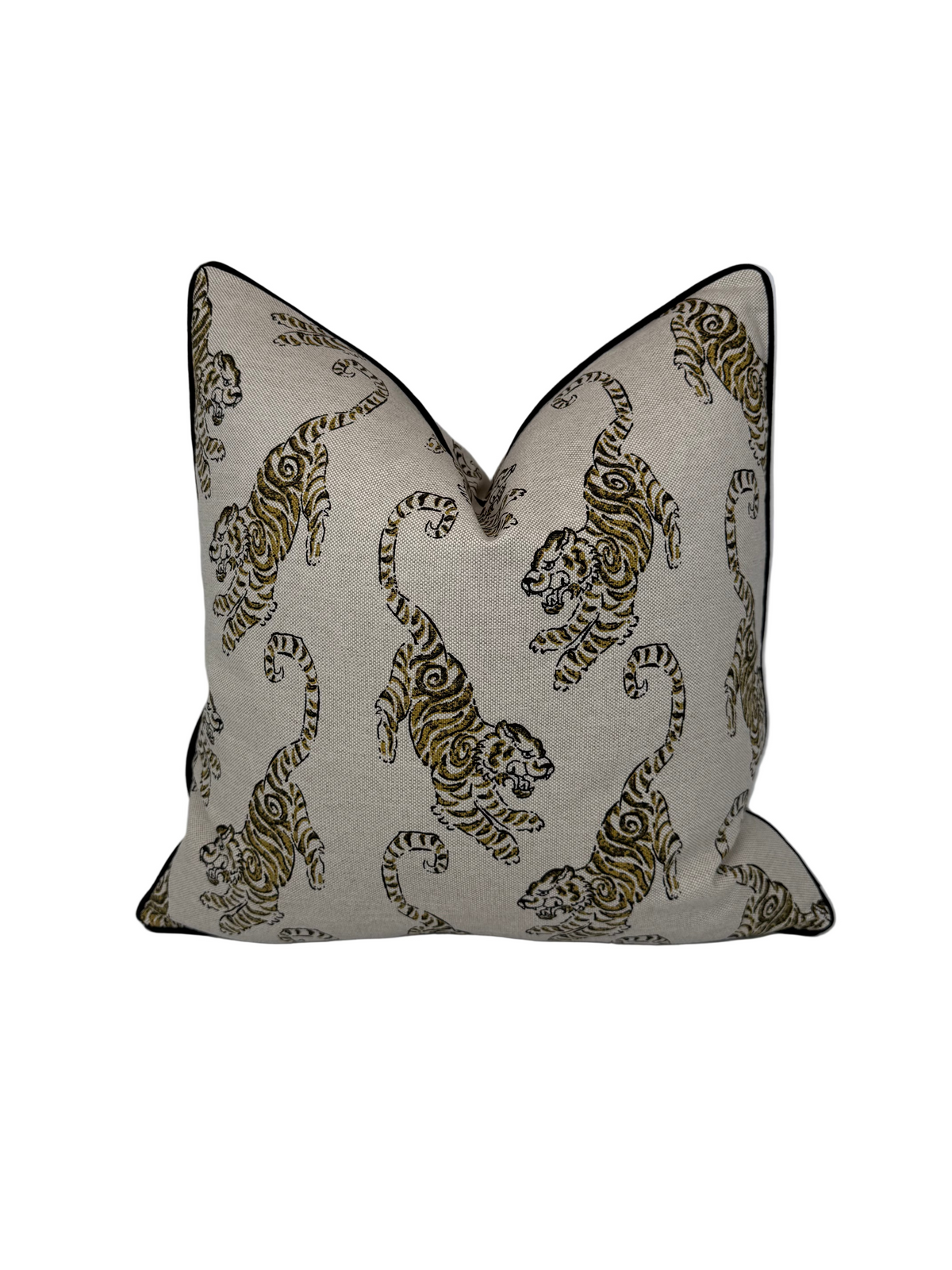 Decorative pillow with tiger pattern on a Beige/Natural background