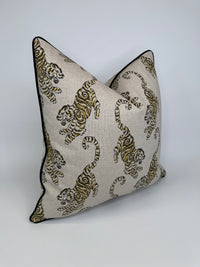 Kenway Bengal Tiger Natural Tuscany Fabric in a Decorative Pillow or Bolster