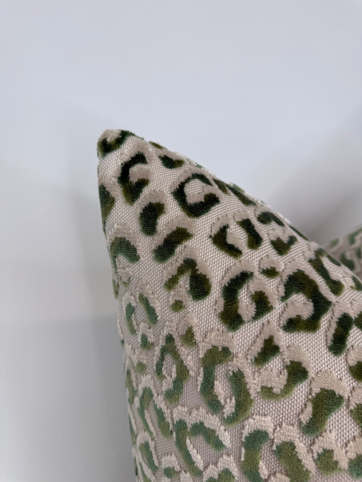 Magnolia Lyric Fern Green Leopard Upholstery Fabric in a Decorative Pillow or Bolster