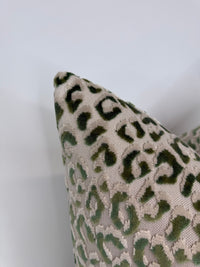Magnolia Lyric Fern Green Leopard Upholstery Fabric in a Decorative Pillow or Bolster