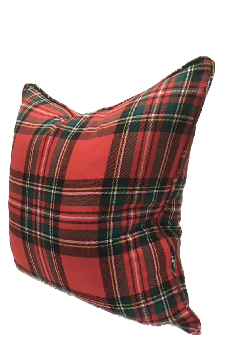 Decorative Pillow Cover in Red Plaid Tartan Fabric