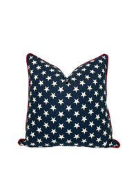Patriotic Stars Pillow Cover | Navy Blue & White Star Throw Pillow or Bolster