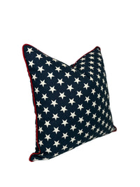 Patriotic Stars Pillow Cover | Navy Blue & White Star Throw Pillow or Bolster