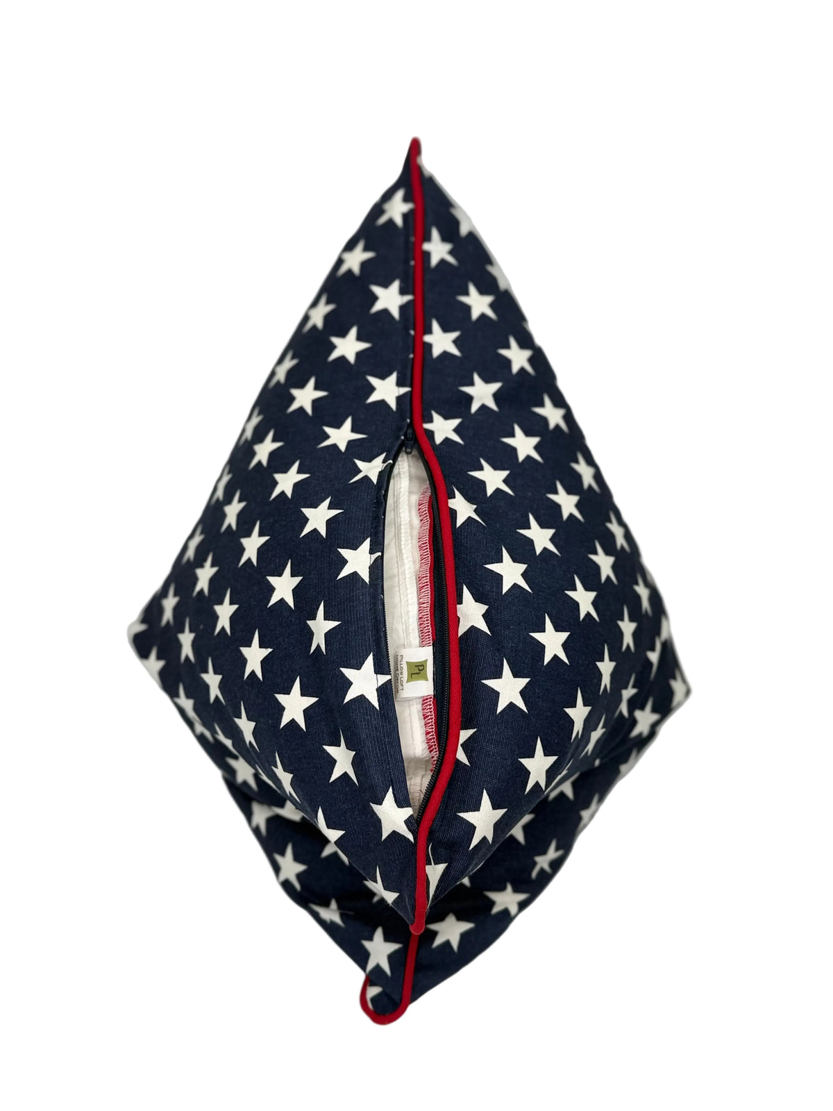 Patriotic Stars Pillow Cover | Navy Blue & White Star Throw Pillow or Bolster