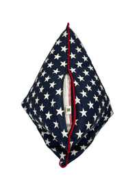 Patriotic Stars Pillow Cover | Navy Blue & White Star Throw Pillow or Bolster