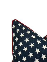 Patriotic Stars Pillow Cover | Navy Blue & White Star Throw Pillow or Bolster
