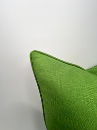 Kelly Green Linen fabric in a Decorative Pillow Cover