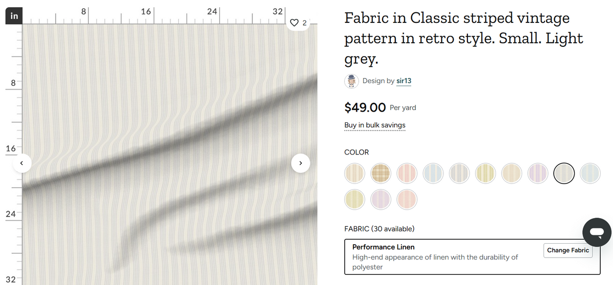 Mia D. - Custom Notched Trapezoid Seat Cushion: Self-Welt - Performance Linen (Vertical Lines up/down))