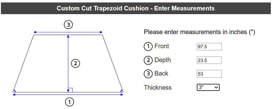 Custom Trapezoid Cushion: 9050217 - Plum Fabric - Self-Welt