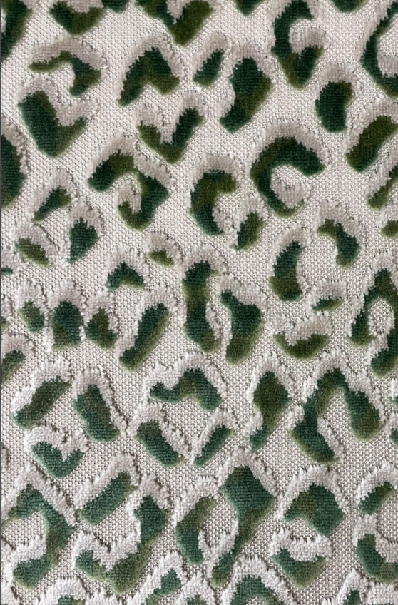 Magnolia Lyric Fern Green Leopard Upholstery Fabric in a Decorative Pillow or Bolster
